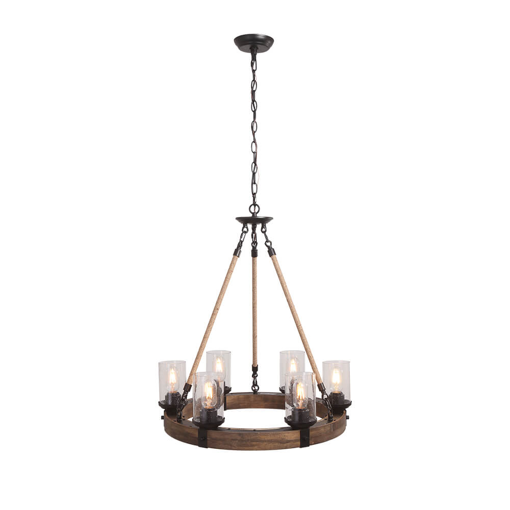 Elvian Industrial Modern Wood Chandelier-Neutral Decor
