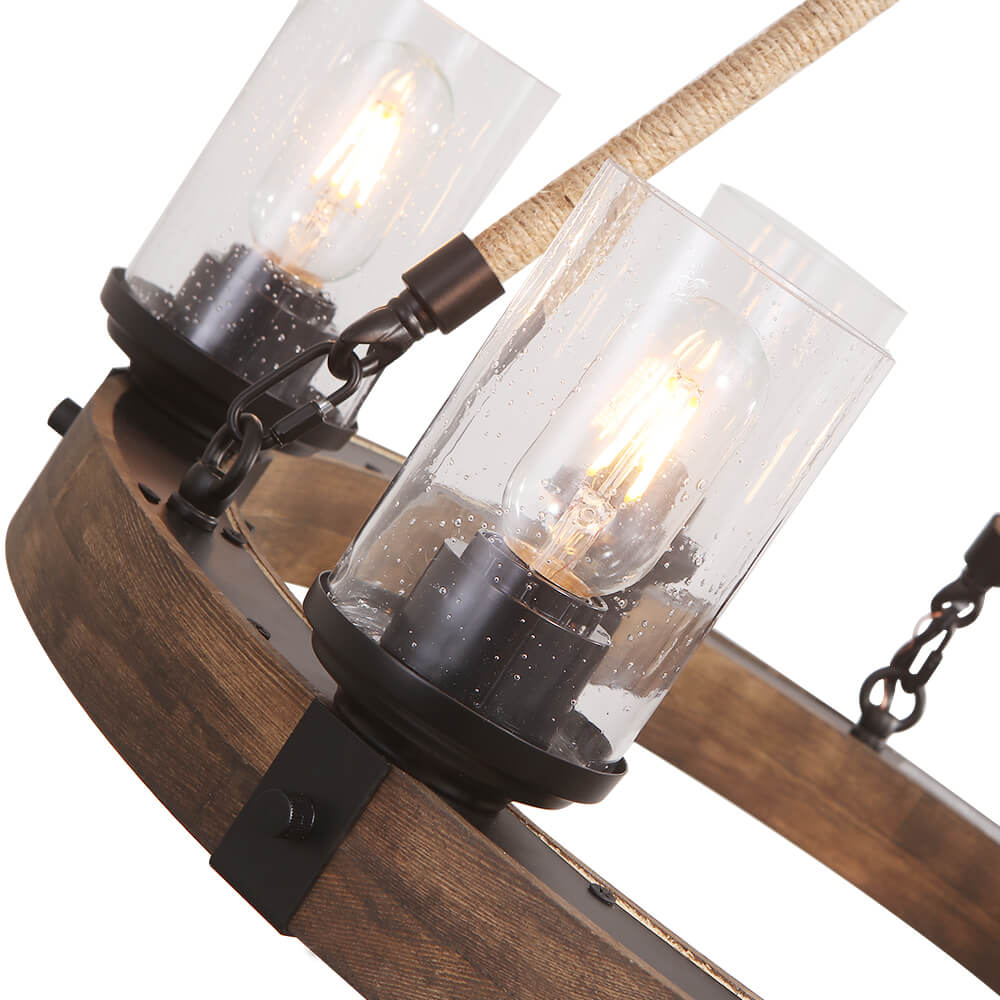 Elvian Industrial Modern Wood Chandelier-Neutral Decor
