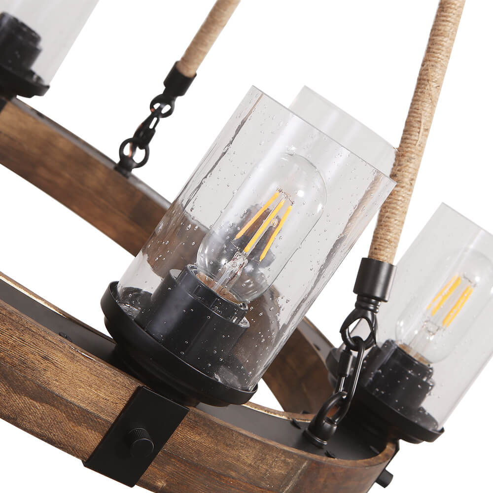 Elvian Industrial Modern Wood Chandelier-Neutral Decor