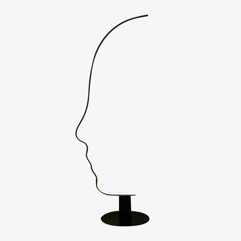 Arisha Human Face Profile Modern Arc Floor Lamp, Black, Metal/Silicon - Neutral Decor