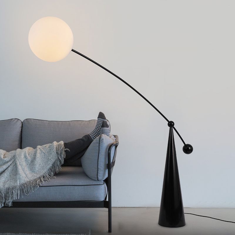 Valentina Floor Lamp Arc/Bubble Modern/Unique, Frosted Glass, White, Bedroom - Neutral Decor
