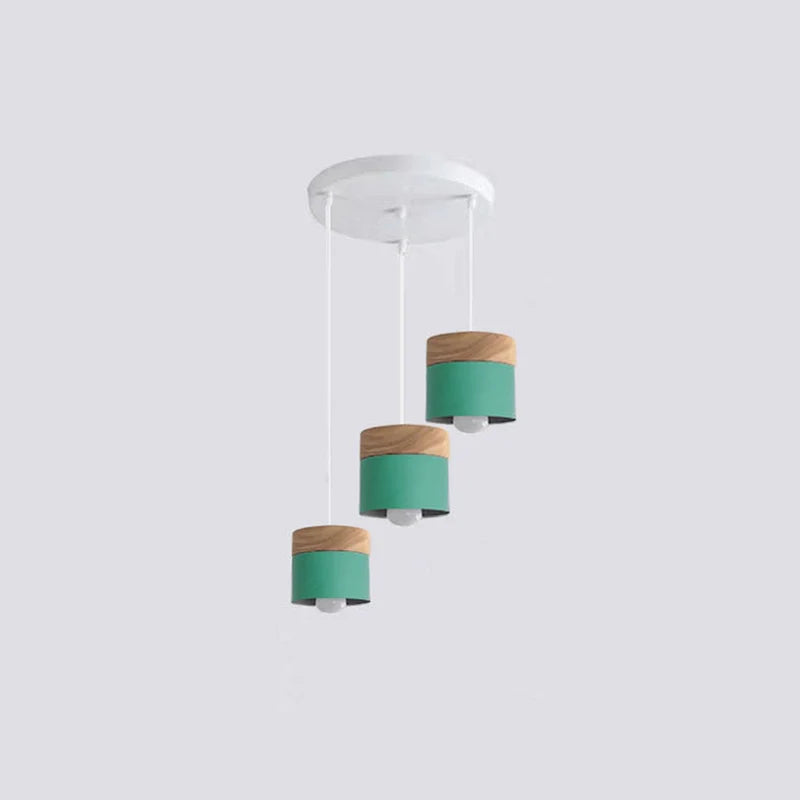 Valentina Modern Can Shape Metal/Wood Pendant Light - Neutral Decor