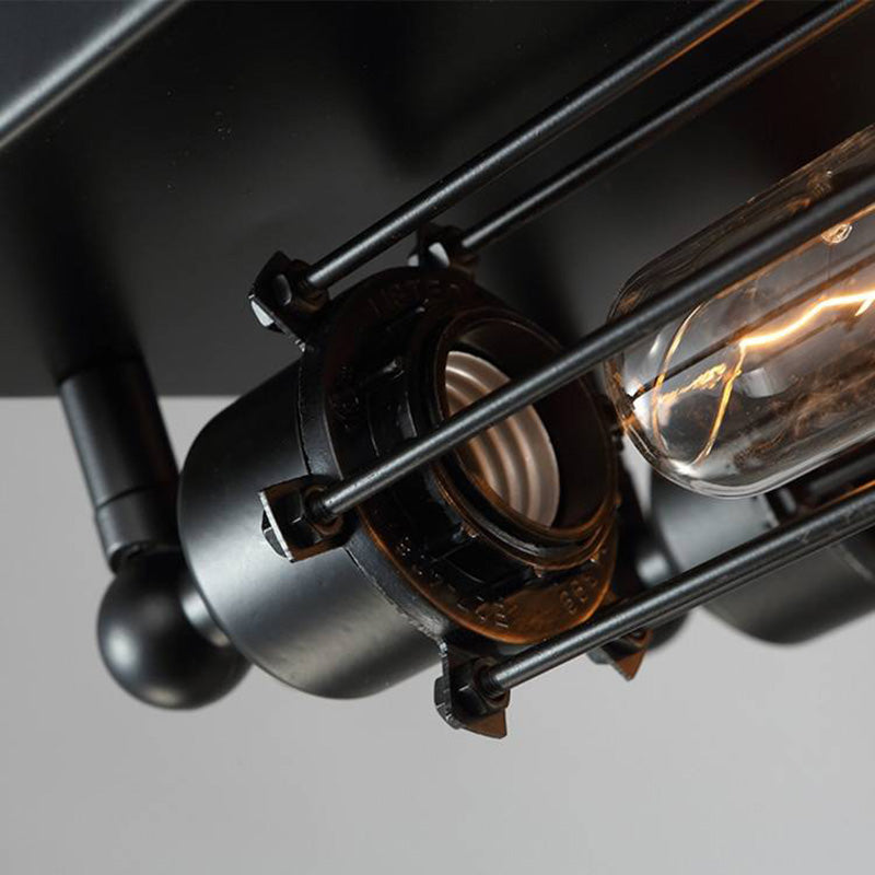 Austin Vintage Tubed Metal Flush Mount Ceiling Light, Black, Living Room - Neutral Decor
