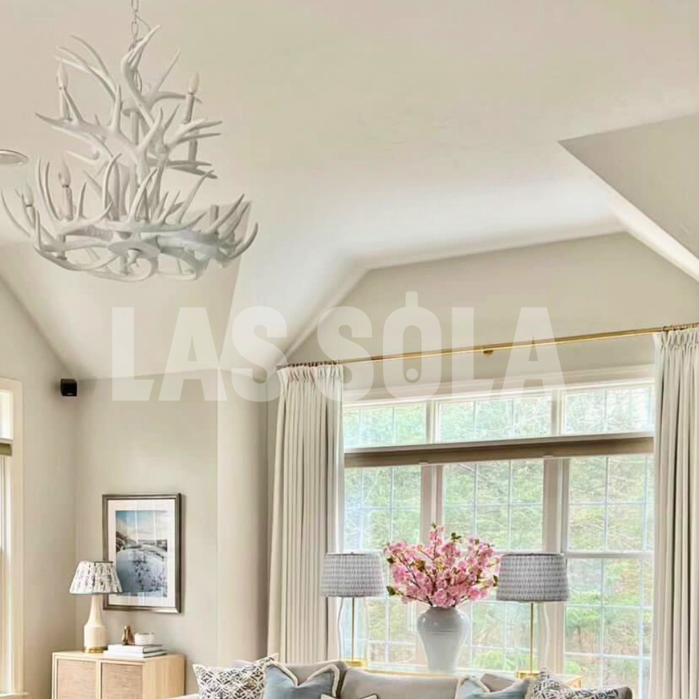 Silva Rustic Antler Metal/Resin Chandelier White Dining Room - Neutral Decor