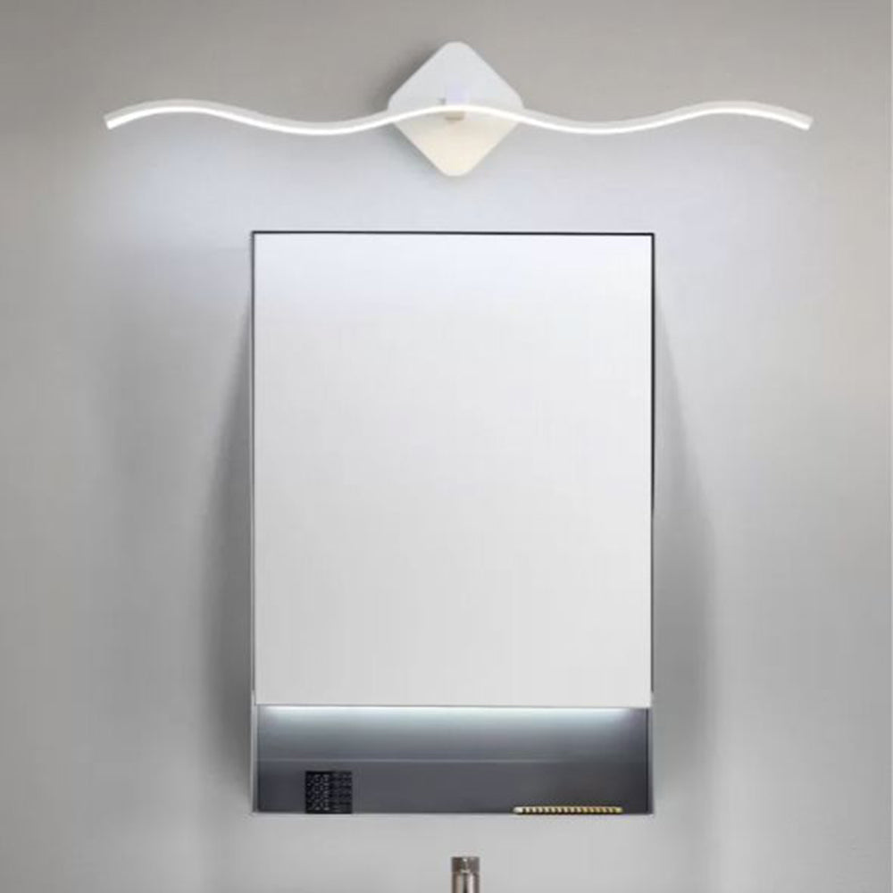 Arisha Minimalist Wave Linear Metal Wall Lamp, Black/White - Neutral Decor