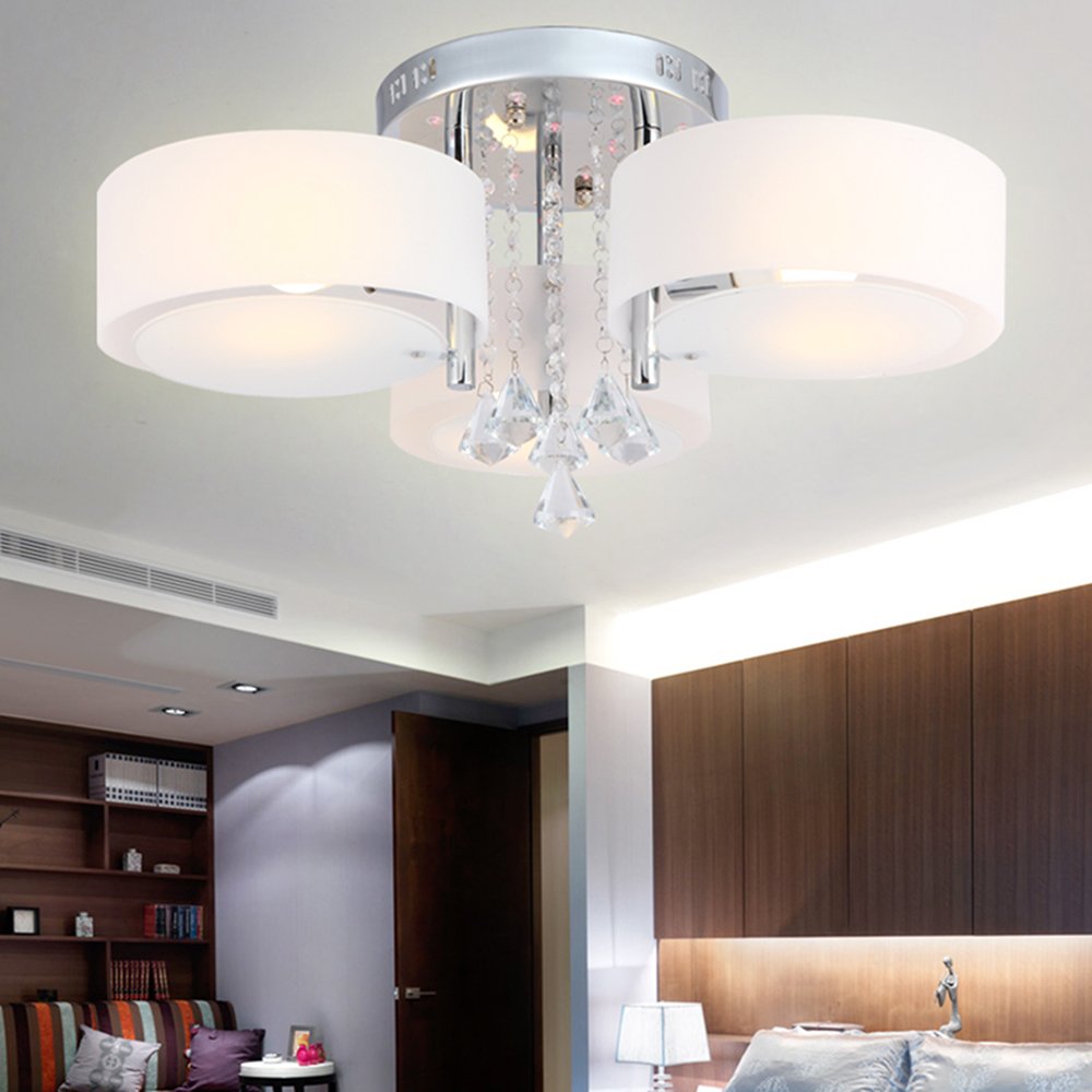 Arisha Flush Mount Ceiling Light Glass White Modern Round Hallway - Neutral Decor
