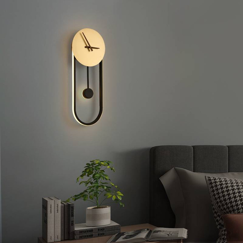 Arisha Nordic Clock Wall Lamp, Gold & Black - Neutral Decor