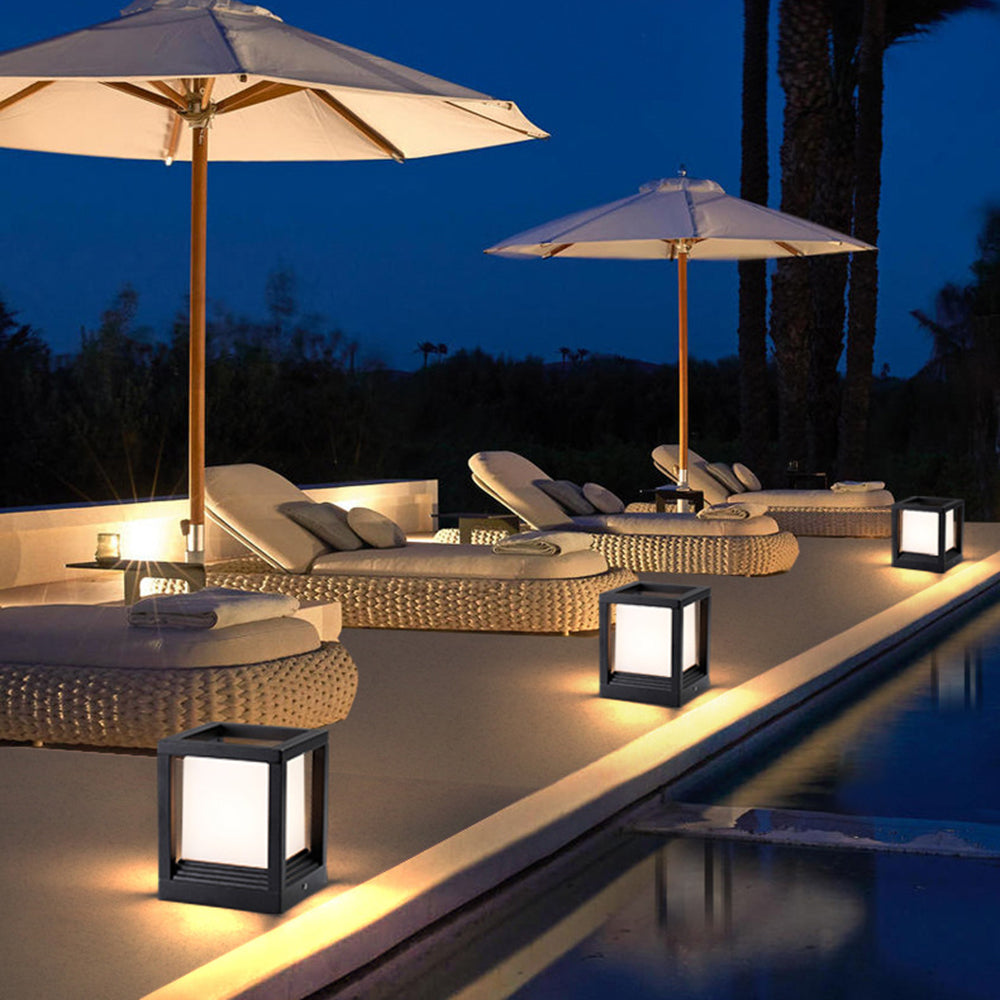 Ray Modern Rectangular Metal Outdoor Lamps, Black - Neutral Decor