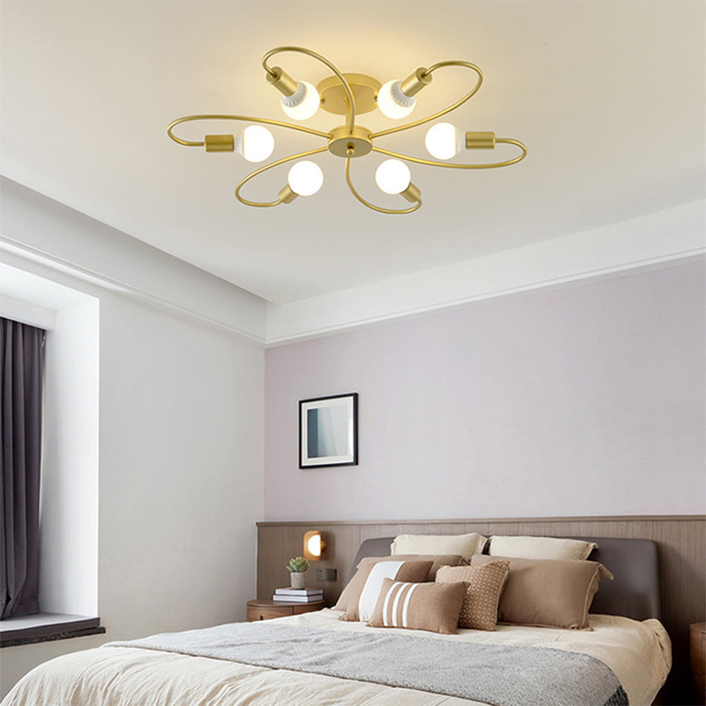 Valentina Modern Metal Flush Mount Ceiling Light, Black/Gold - Neutral Decor