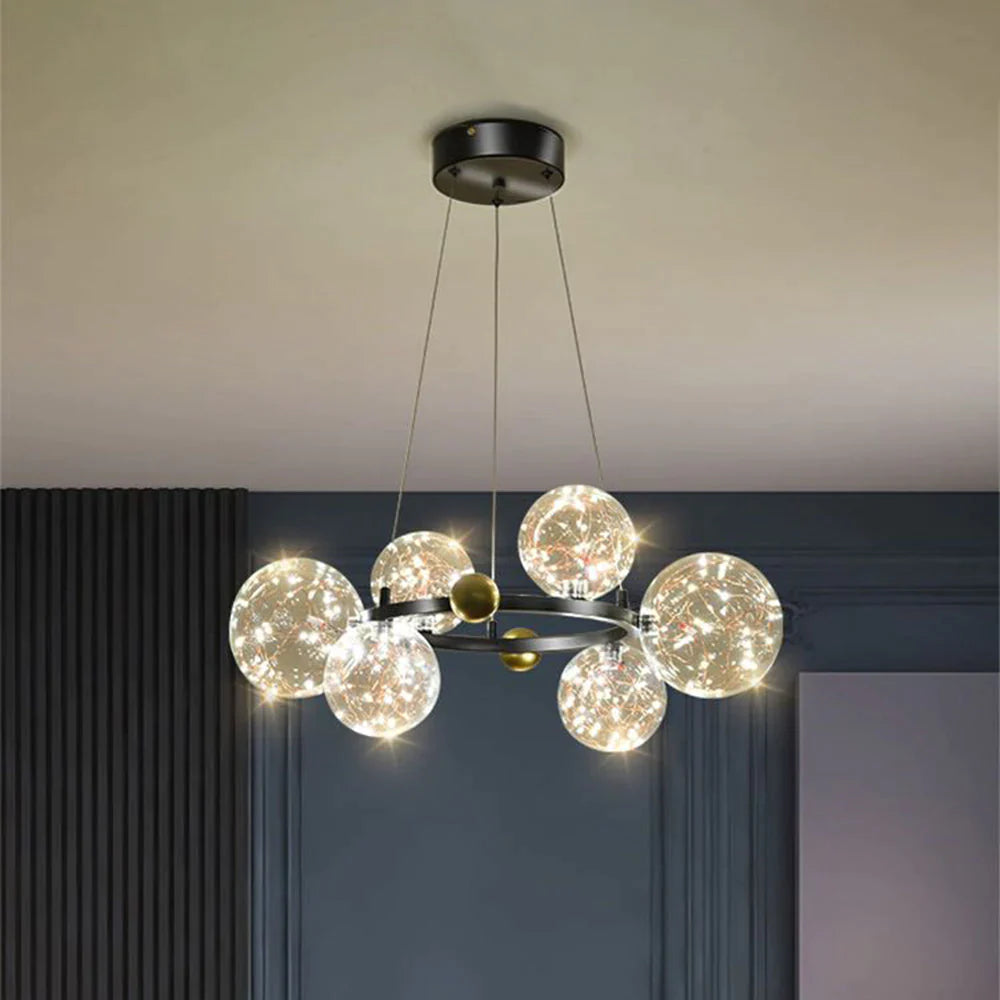 Valentina Art Deco Luminous Sphere Cluster Glass Pendant Light - Neutral Decor
