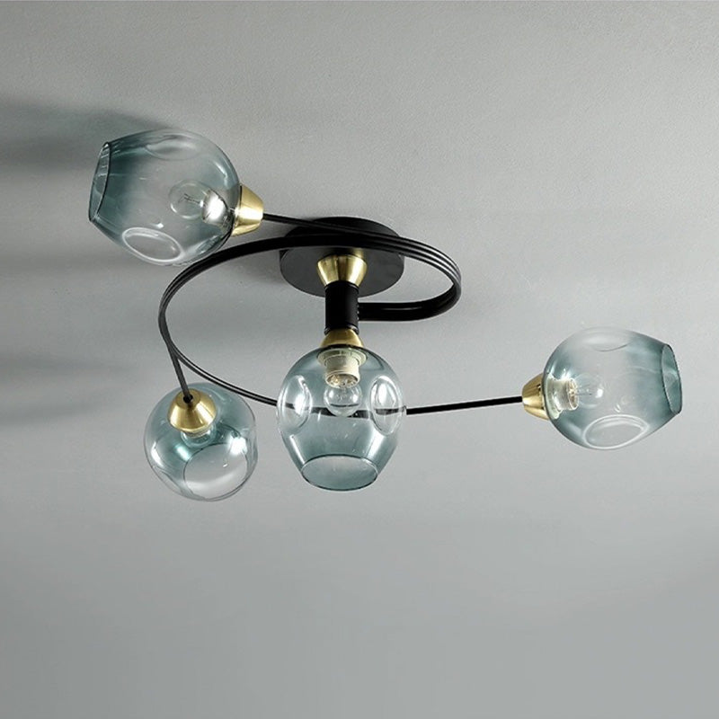 Valentina Flush Mount Ceiling Light, Glass, Black/Gold, Dining Room - Neutral Decor