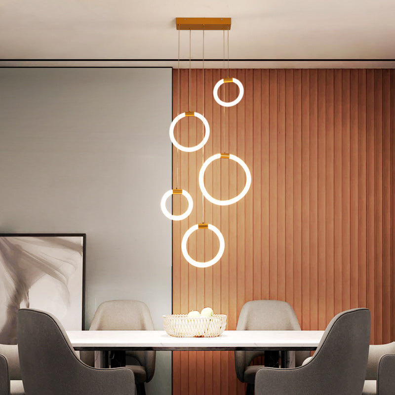 Arisha Minimalist Staircase Ring Metal Pendant Light - Neutral Decor