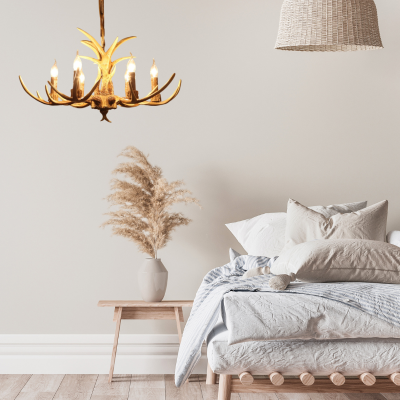 Silva Retro Deer Antlers Candle light Horn Resin Chandelier - Neutral Decor