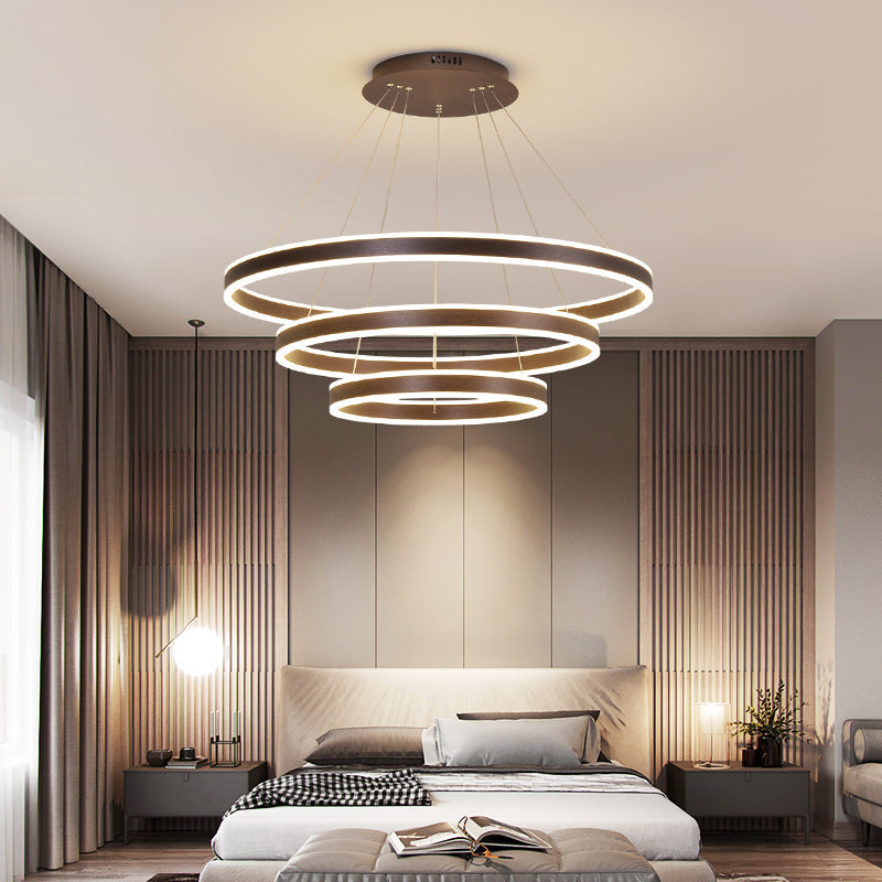 Arisha Moderne Minimaliste Coffee LED Pendant Light, 3 Ring - Neutral Decor