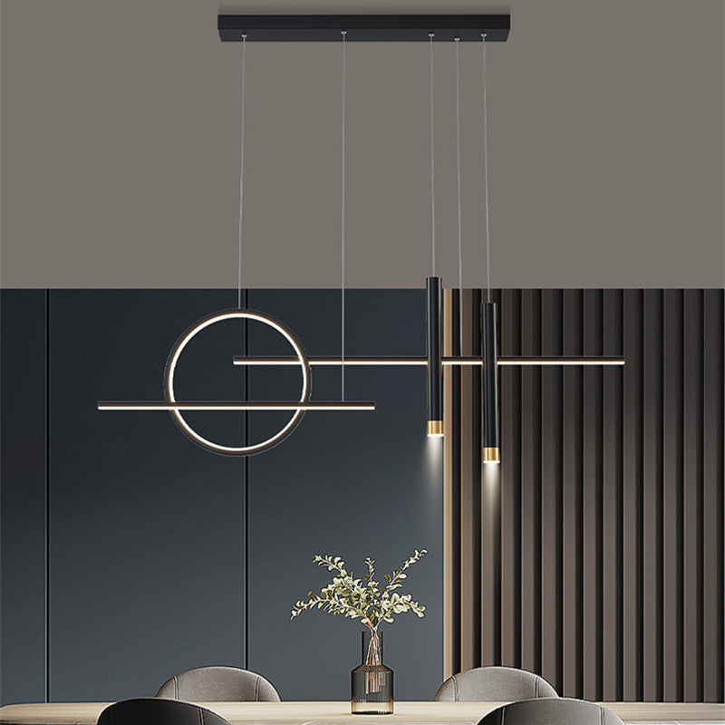 Arisha Minimalism Led Pendant Light, Irregular Ring, Black/Glod - Neutral Decor