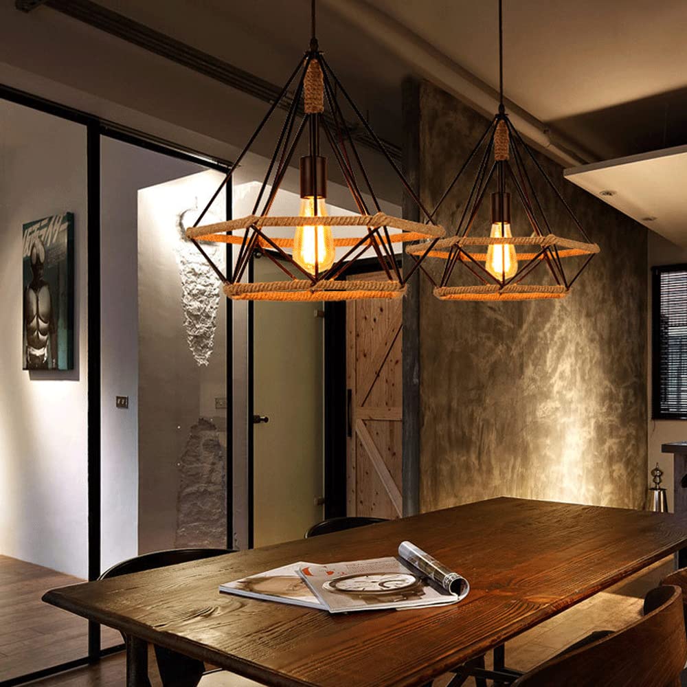 Epoch Countryside Diamond Pendant Light Black Metal Kitchen/Cafe - Neutral Decor