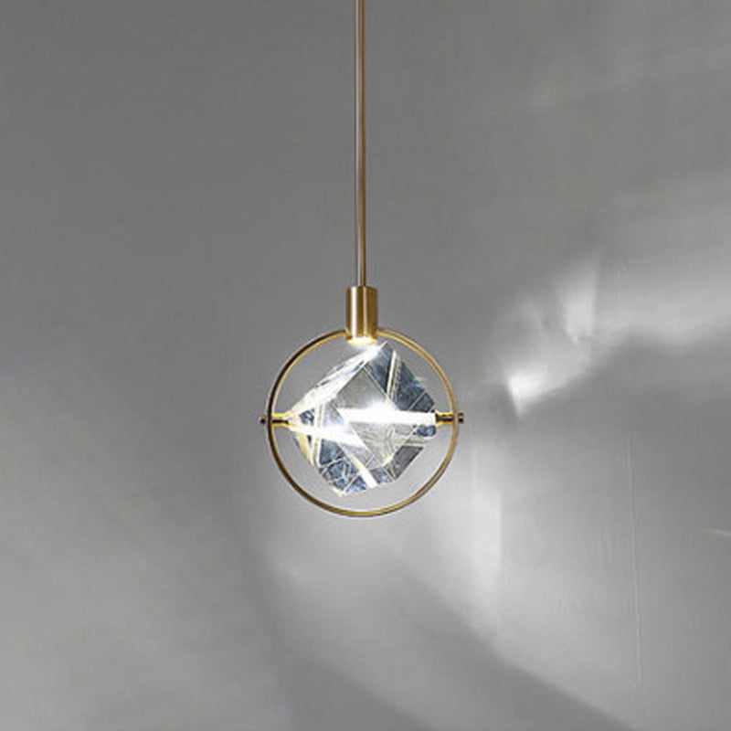 Kristy Modern Luxury Geometry Metal/Crystal Pendant Light, Gold - Neutral Decor