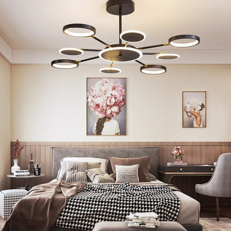 Arisha Modern Led Chandelier, Geometric, Black Dimmable - Neutral Decor