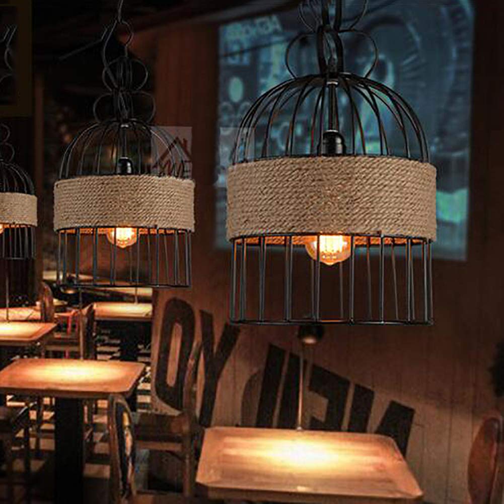 Epoch Design LED Birdcage Pendant Light Metal/Rope Cafe/Bar/Restaurant - Neutral Decor