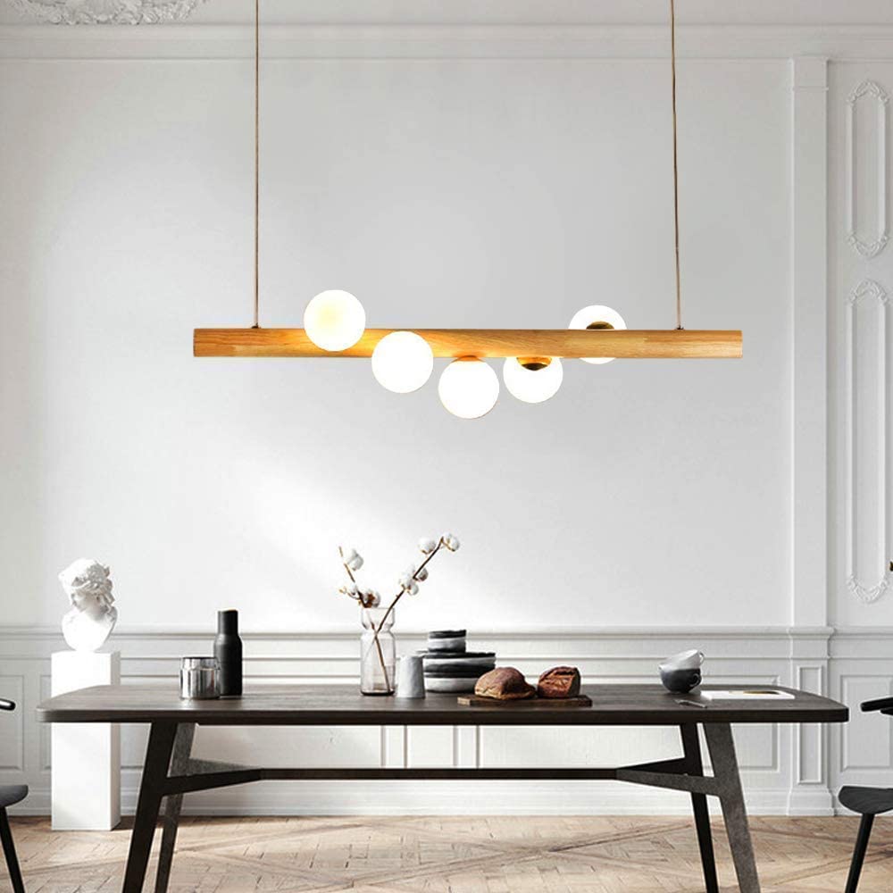 Valentina Glass Bubble Pendant Light Wood/Walnut - Neutral Decor
