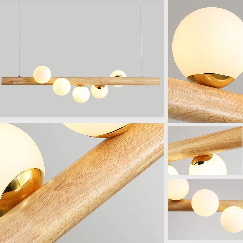 Valentina Glass Bubble Pendant Light Wood/Walnut - Neutral Decor