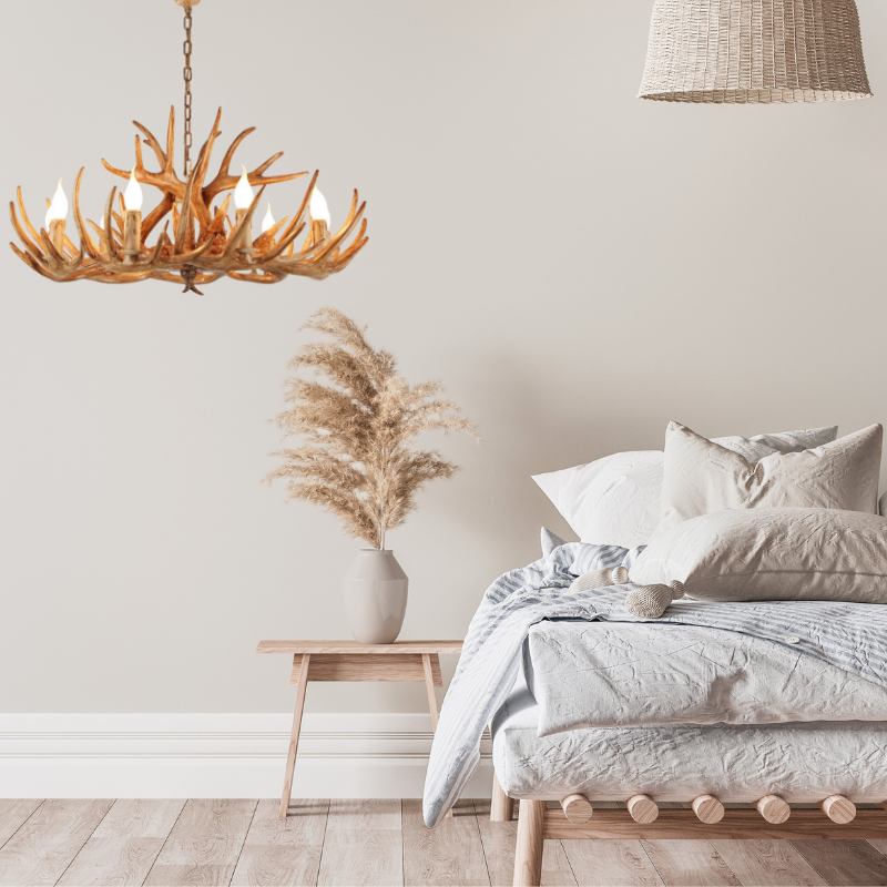 Silva Retro Deer Antlers Candle light Horn Resin Chandelier - Neutral Decor