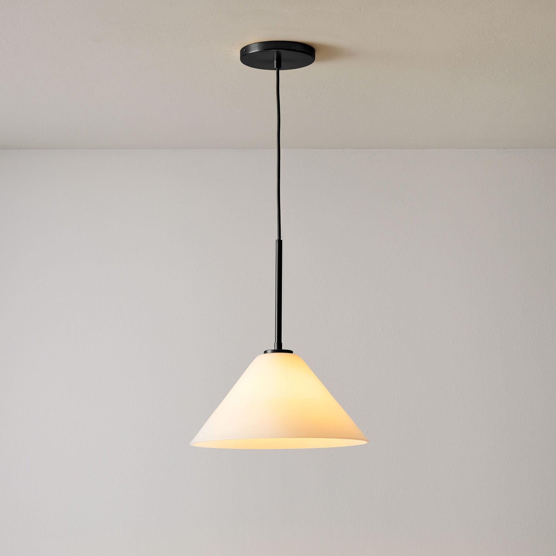 Cone Milk Clear Glass Cone Pendant Light for Kitchen-Neutral Decor