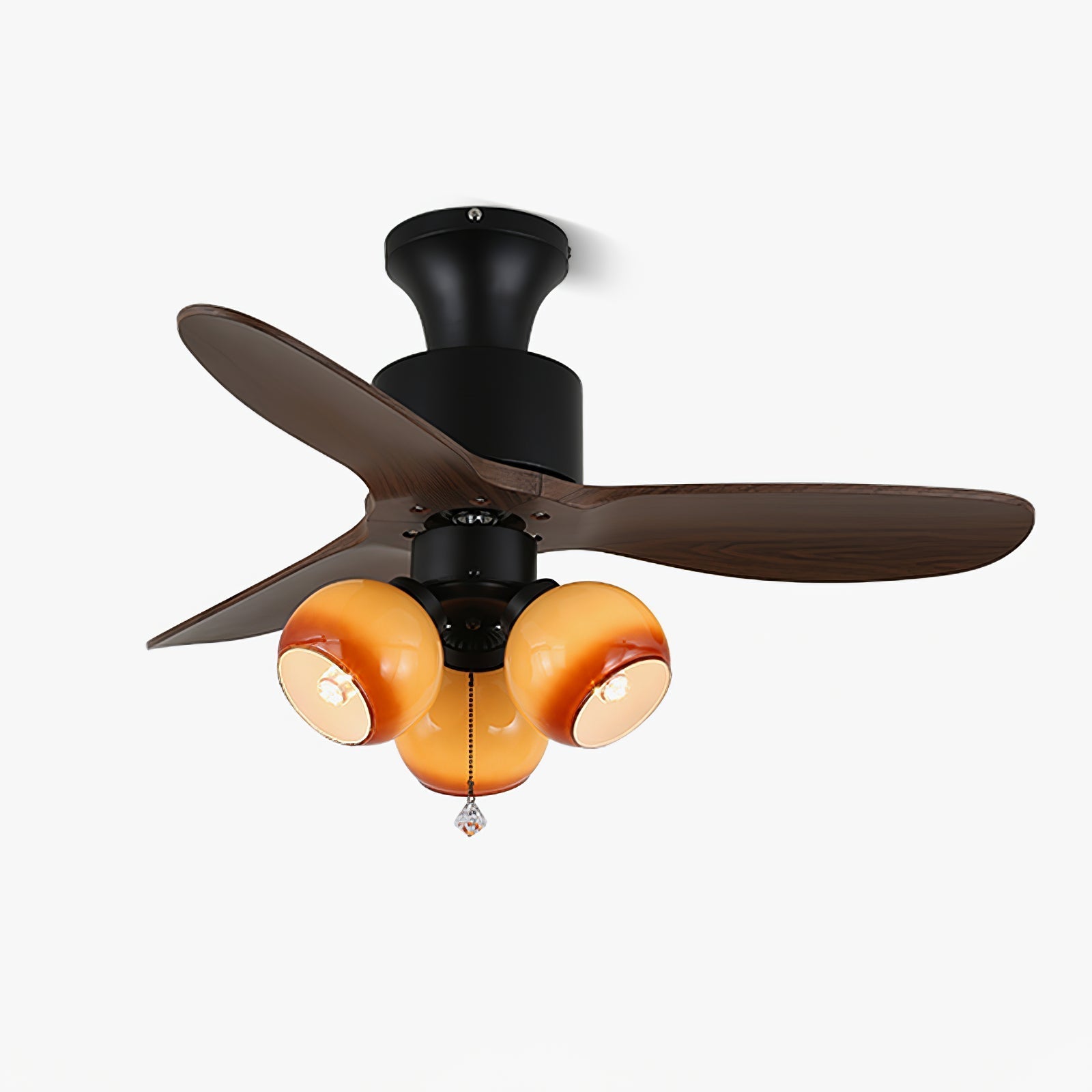 Gyr Vintage Glass Wood Ceiling Fan Light-Neutral Decor
