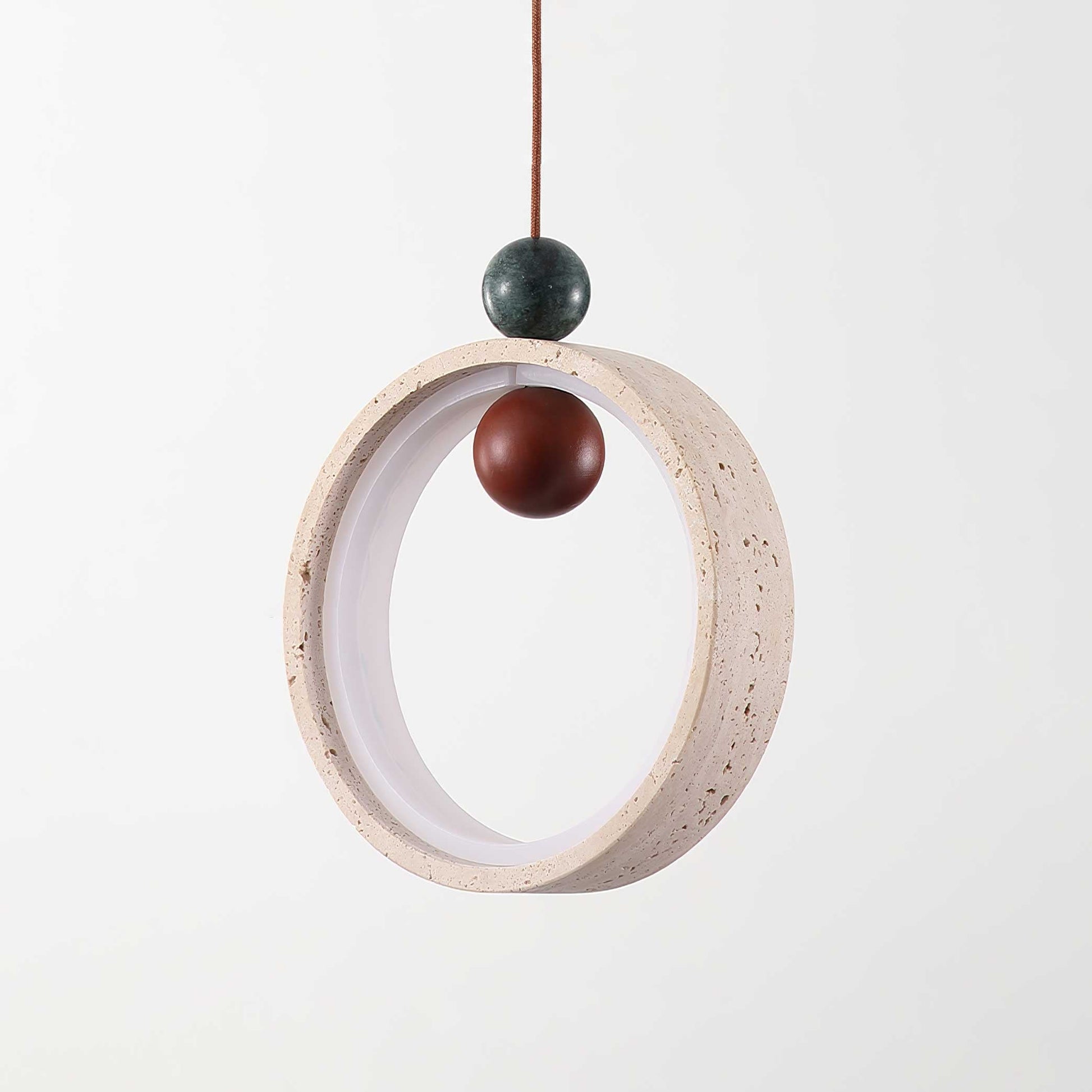 Vovinyra Circular Travertine Pendant Light-Neutral Decor