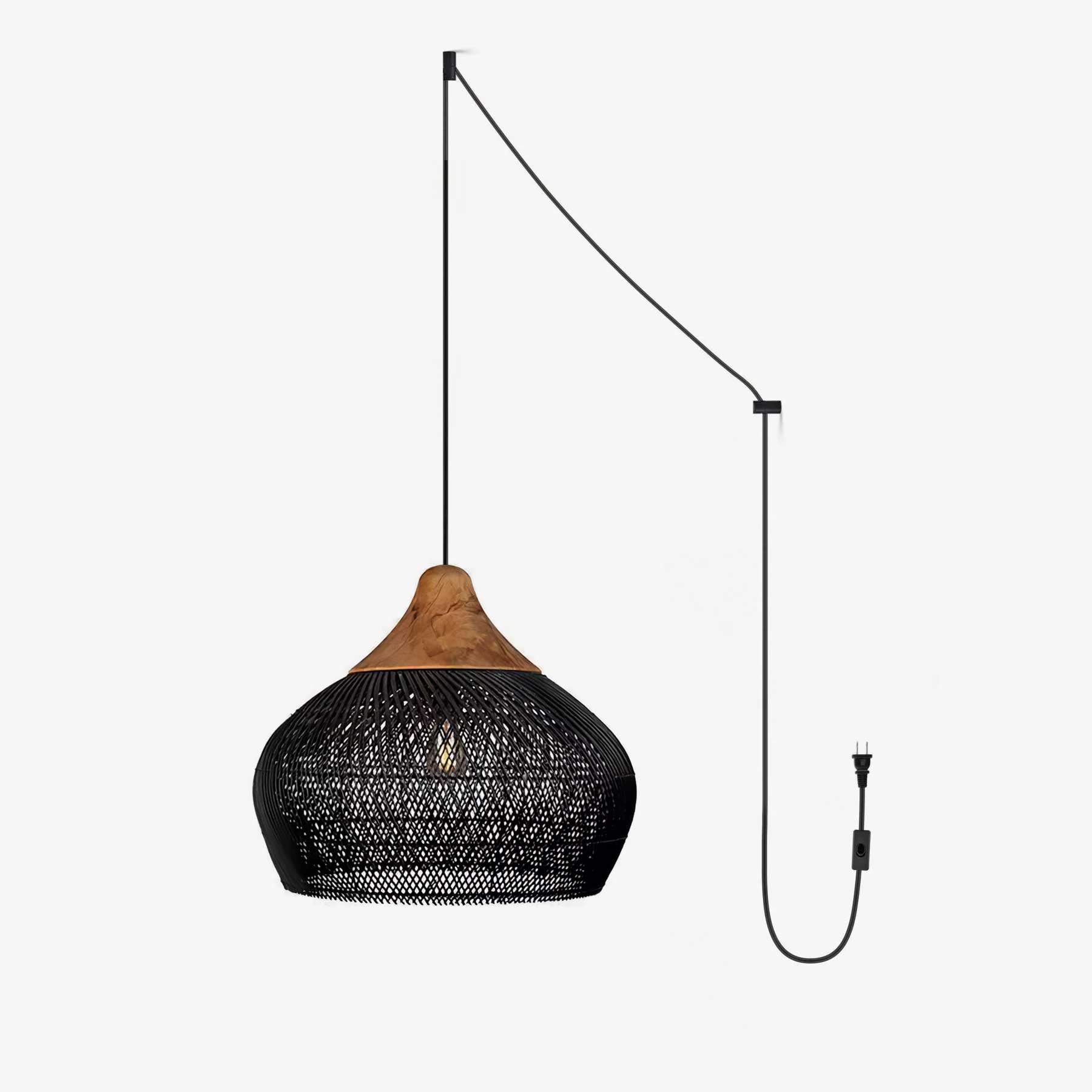 Cora Pendant Lamp Rattan Swag Woven-Neutral Decor