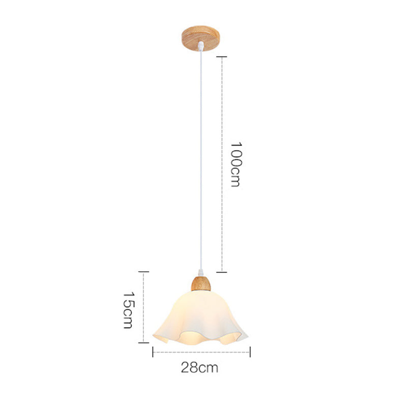 Muto Minimalist Flower Acrylic/Wood Pendant Light, White - Neutral Decor