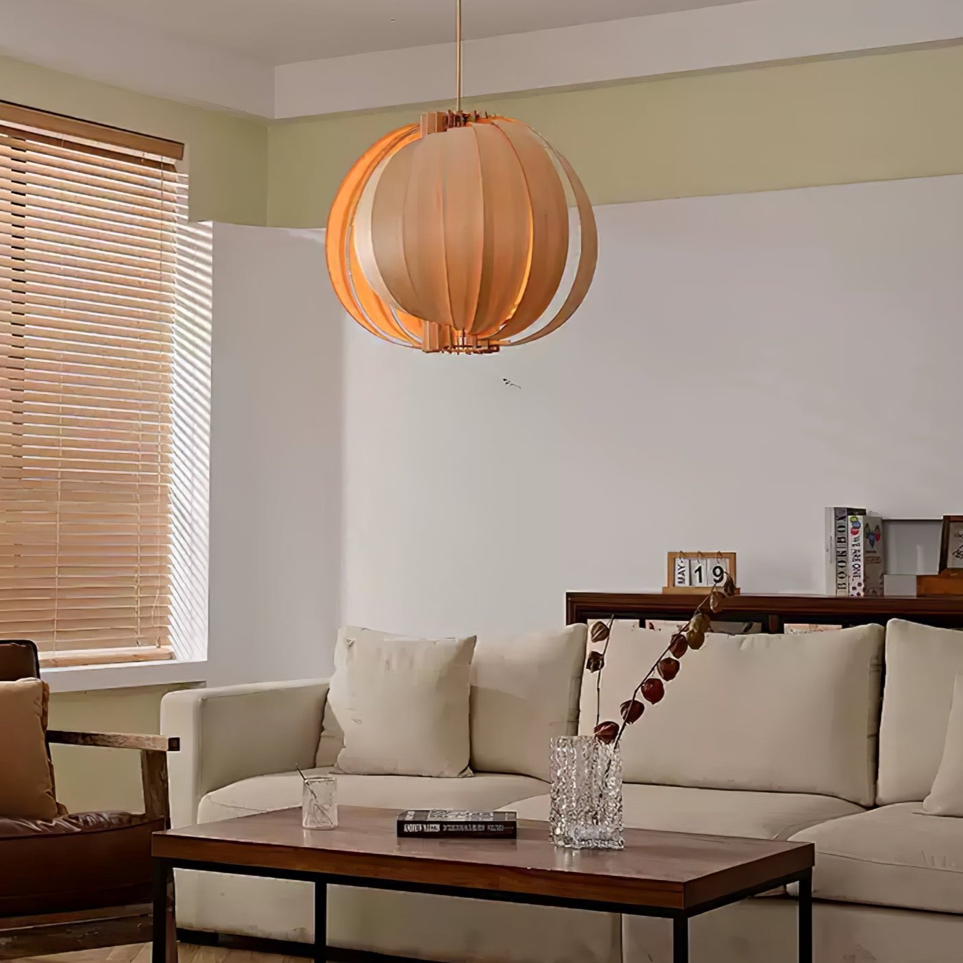 Ivraeus Premium Elegance Ring Wood Pendant Light-Neutral Decor