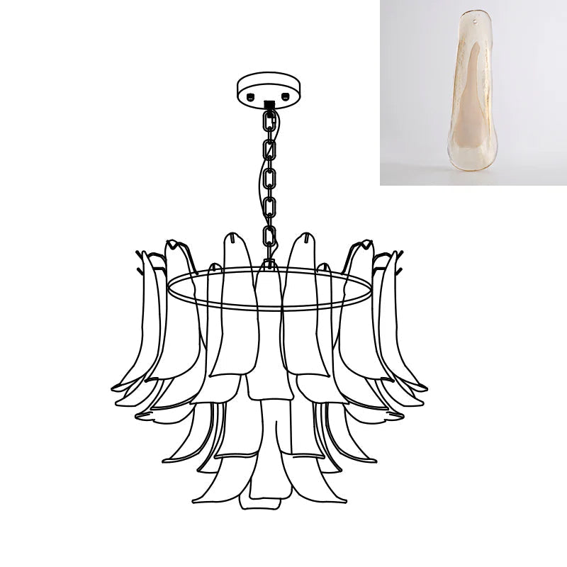 Elvess Chandelier Murano Glass Leaf Golden-Neutral Decor