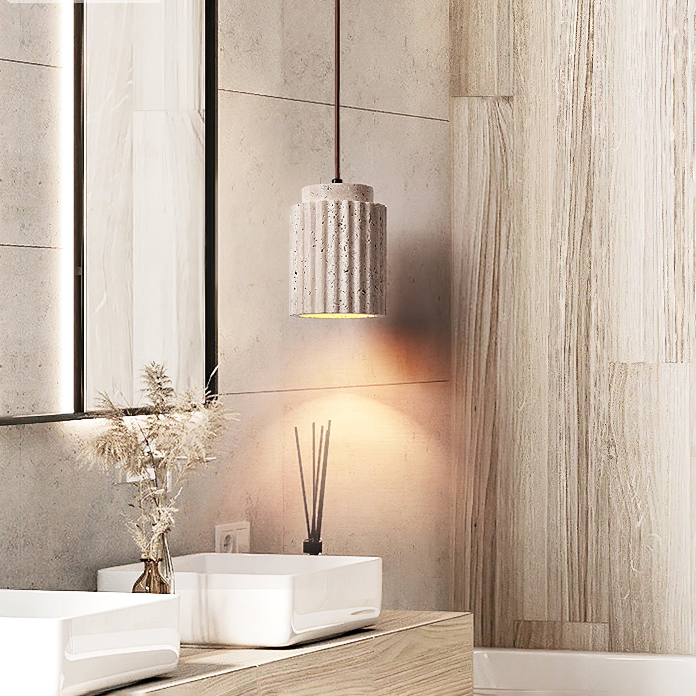 Mysolel Travertine Pendant Light-Neutral Decor