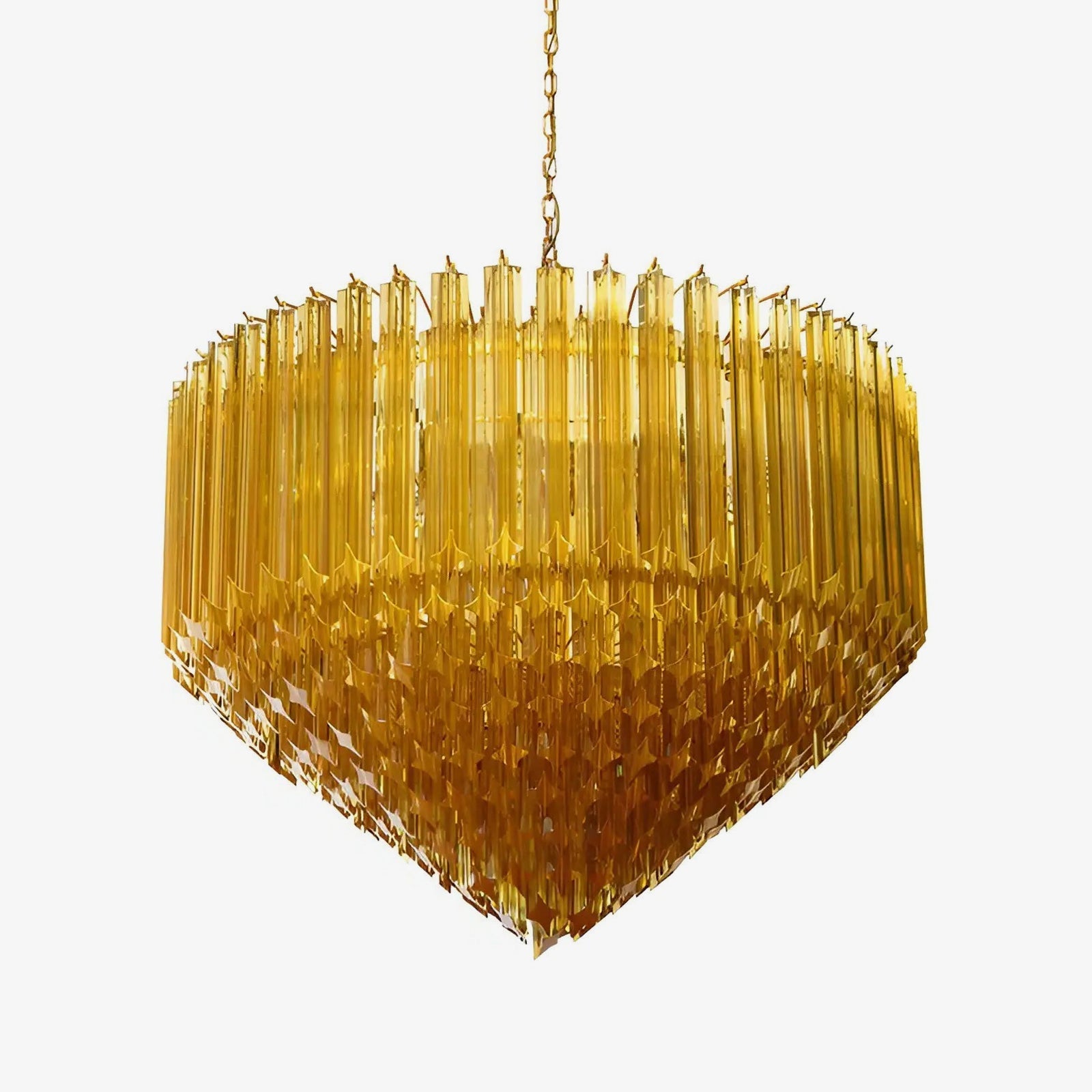 Aurora Chandelier Amber Murano Glass Prism Grand Art-Neutral Decor