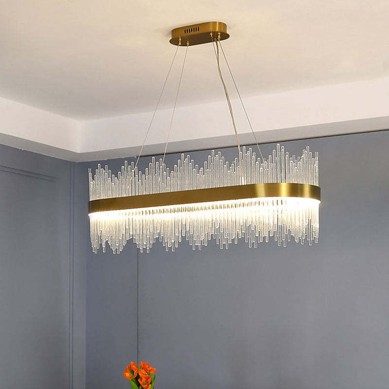Kristy Modern Round/Rectangular Chain Chandelier, Gold - Neutral Decor