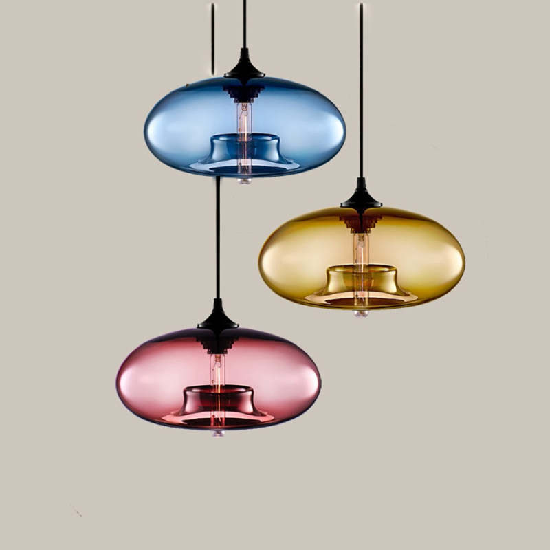 Valentina Modern Bread Shaped Glass Pendant Light, 6 Colour - Neutral Decor