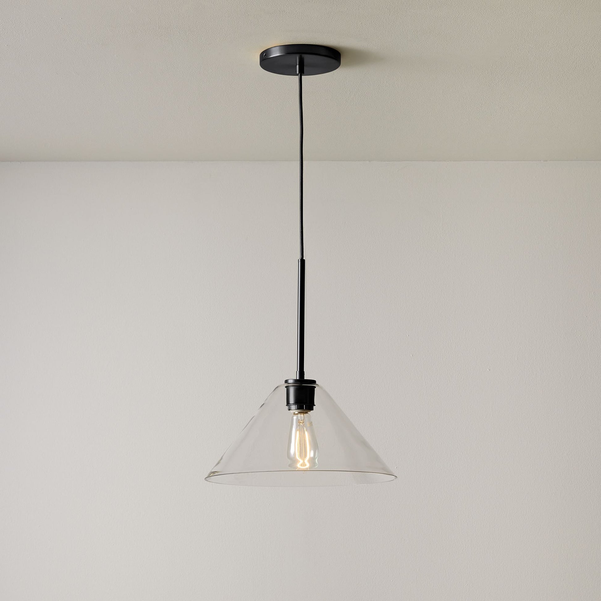 Cone Milk Clear Glass Cone Pendant Light for Kitchen-Neutral Decor