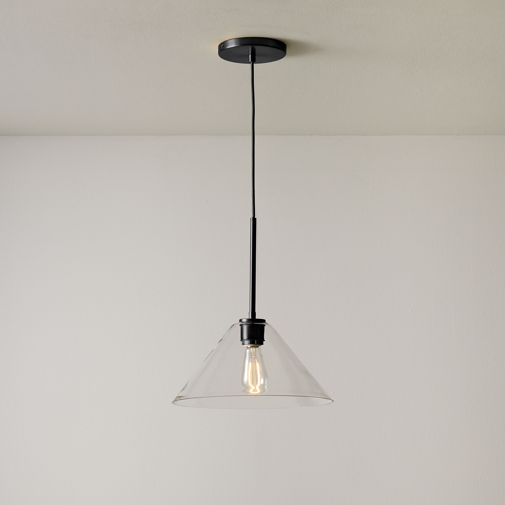 Cone Milk Clear Glass Cone Pendant Light for Kitchen-Neutral Decor