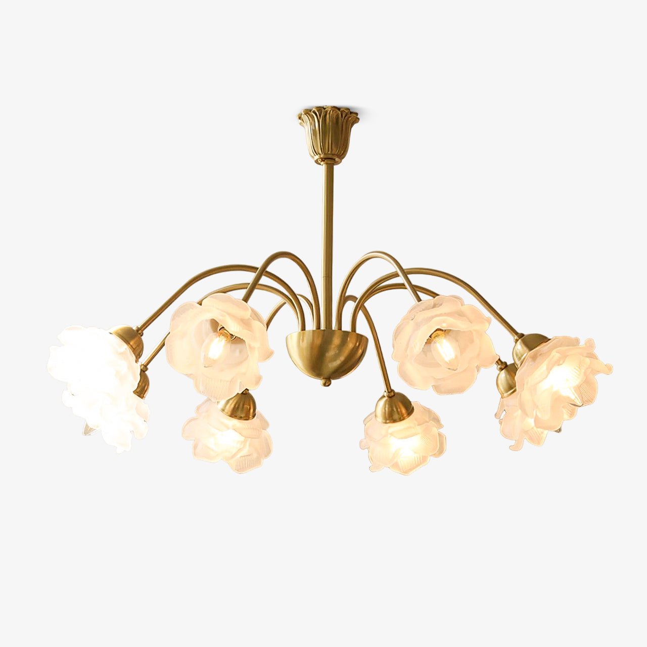 Brenis Chandelier Brass Glass Rose Floral-Neutral Decor