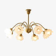 Brenis Chandelier Brass Glass Rose Floral-Neutral Decor