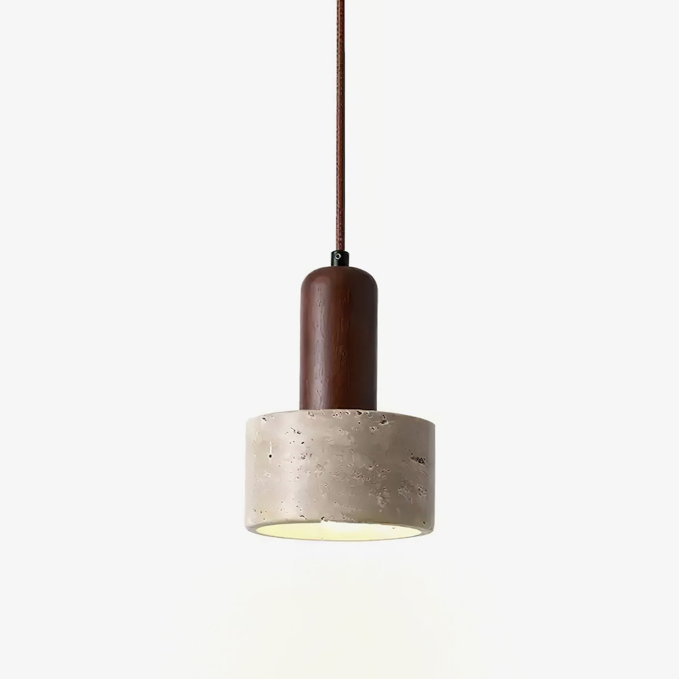 Jlynis Dual-Material Travertine Pendant Light-Neutral Decor