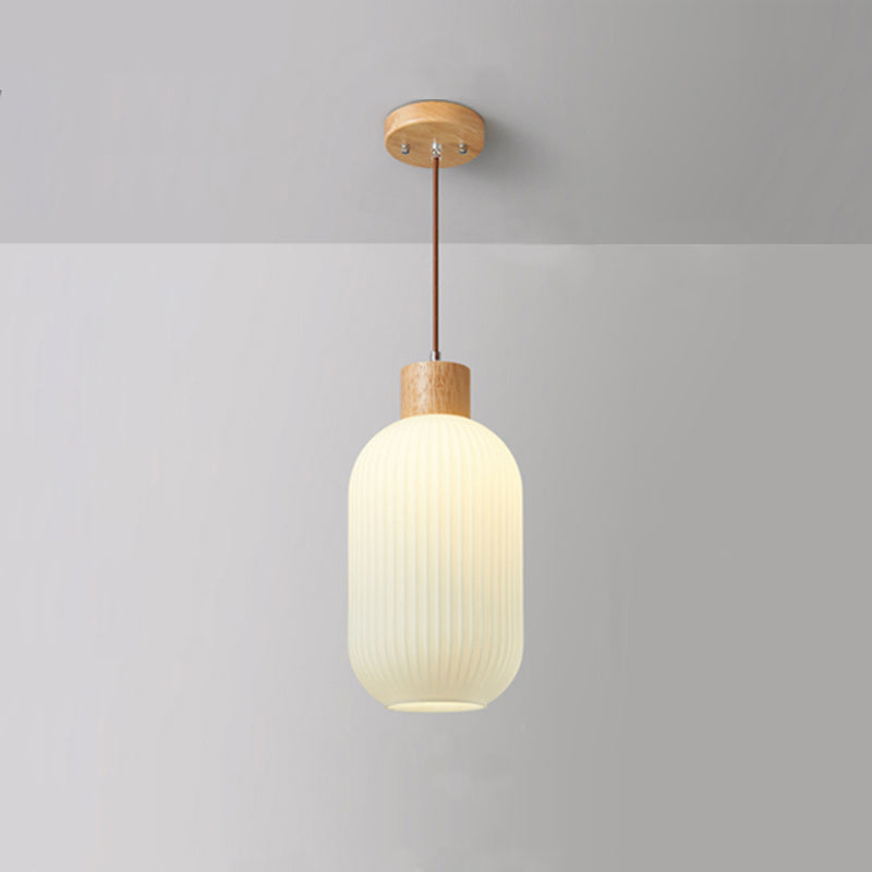 Muto Modern Wood/Glass Pendant Light, White - Neutral Decor