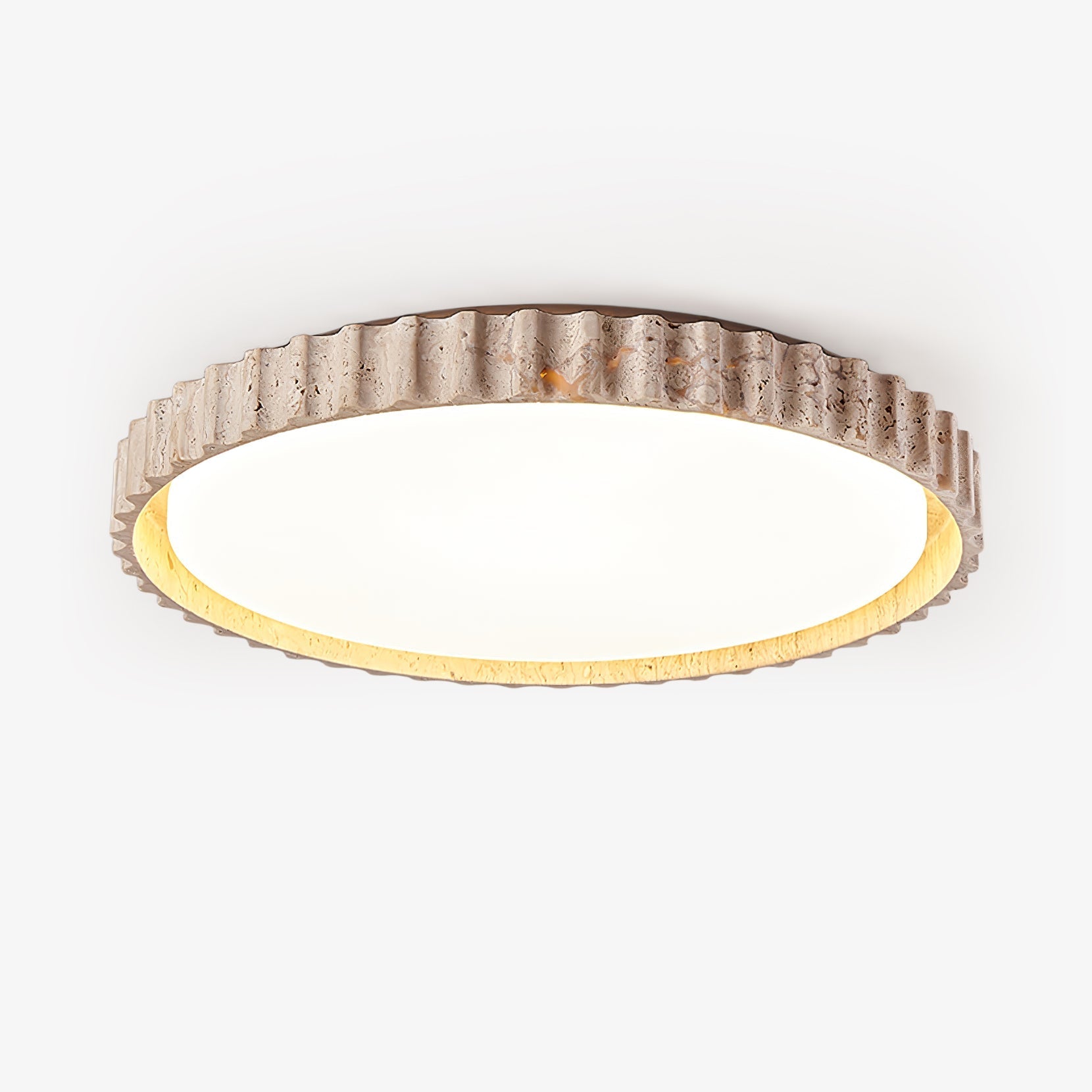 Elem Fluted Ring Travertine Ceiling Light-Neutral Decor