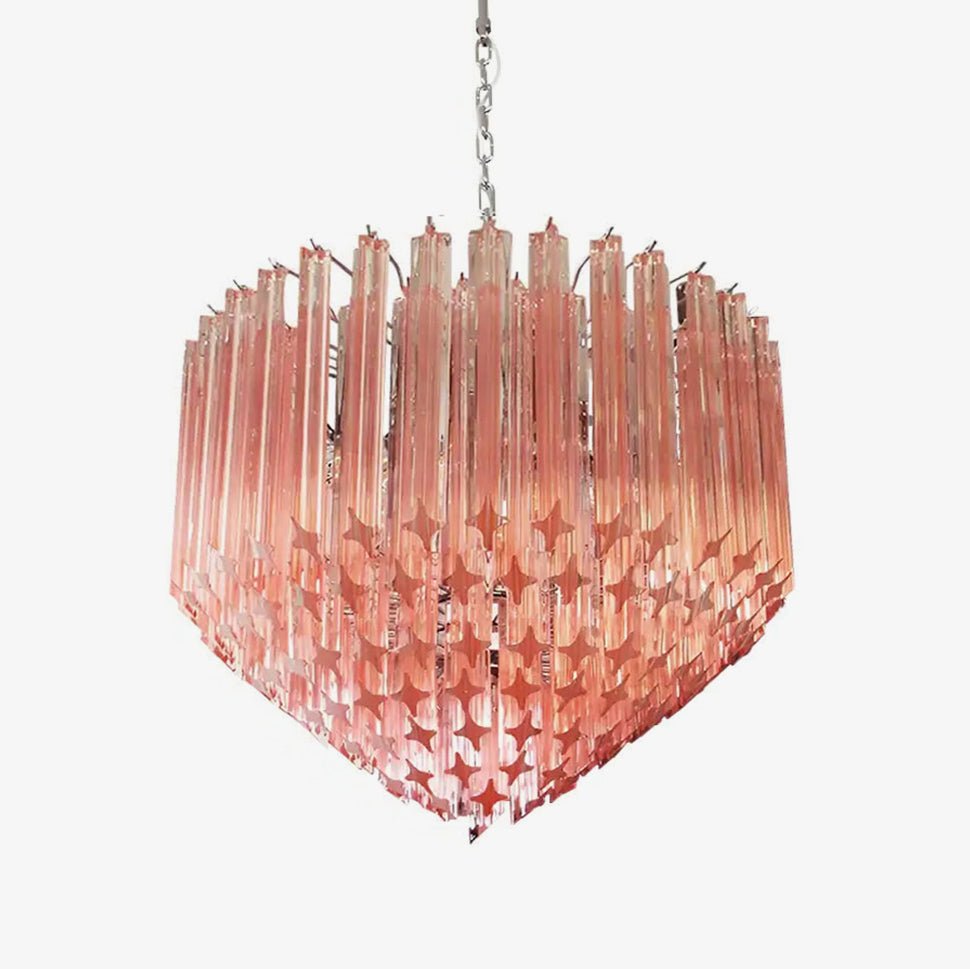 Aurora Chandelier Pink Glass Prisms Geometric-Neutral Decor