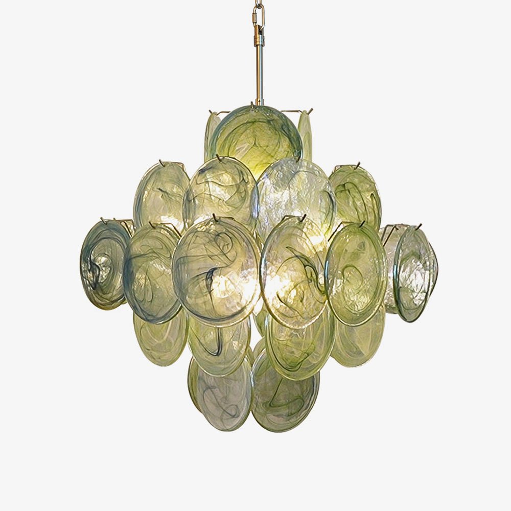 Elowen Chandelier Green Murano Glass Disc Nature-Neutral Decor