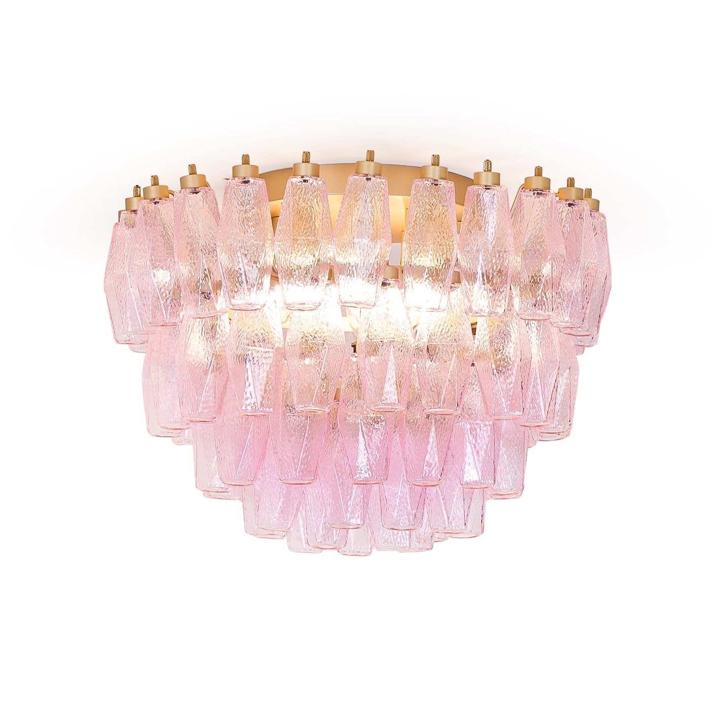 Aurora Ceiling Lamp Poliedri Pink Murano Glass Layered Flush Mount-Neutral Decor