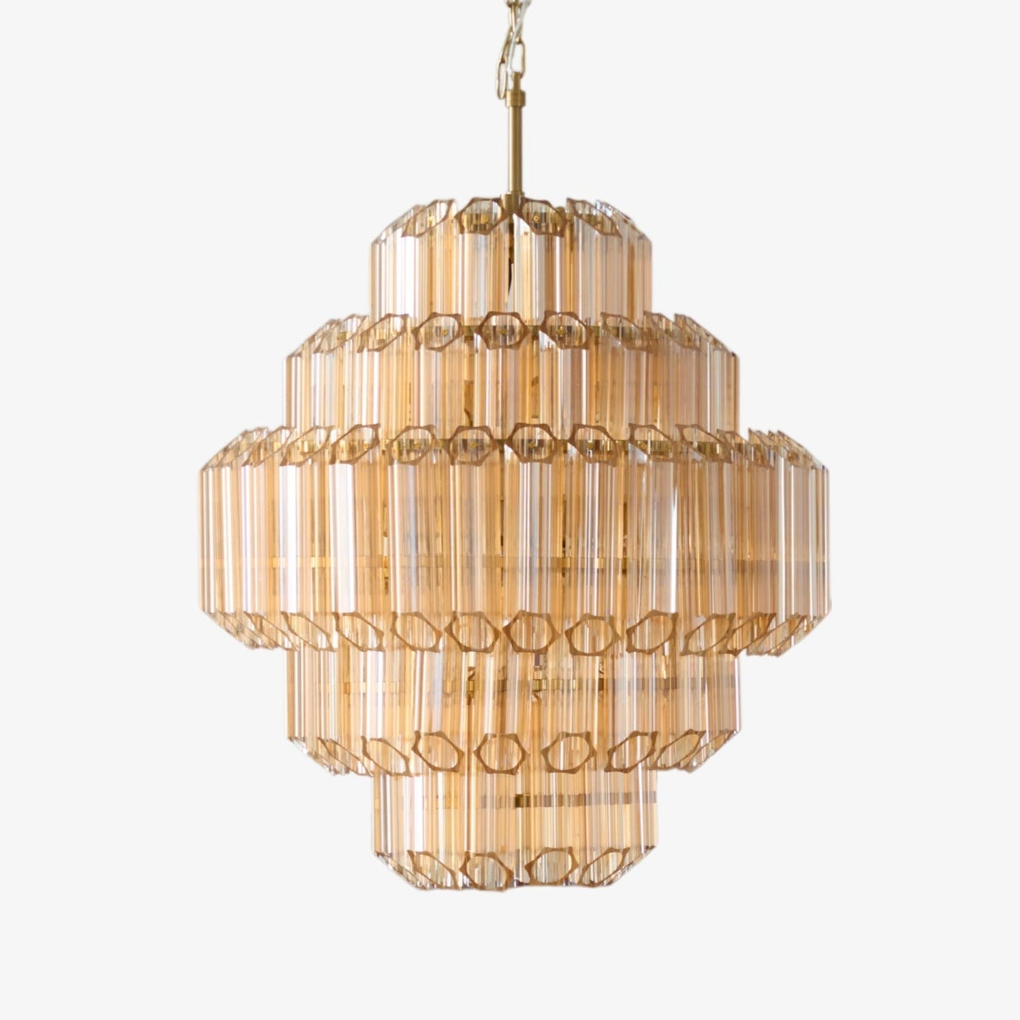 Sola Chandelier Aurum Cascade Murano Glass Prism Art-Neutral Decor