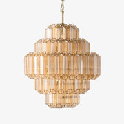 Sola Chandelier Aurum Cascade Murano Glass Prism Art-Neutral Decor