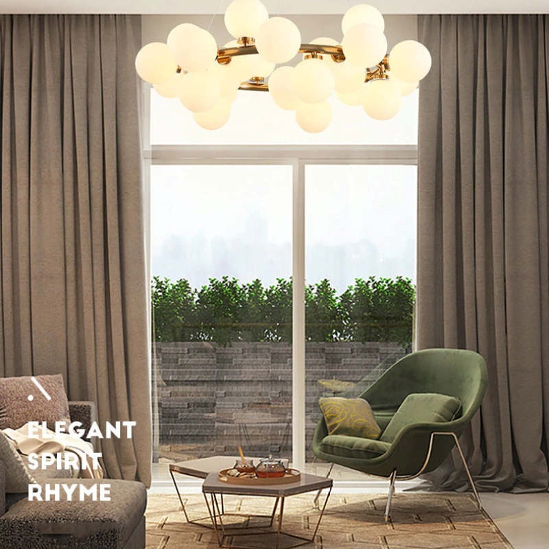 Valentina Bass Glass Bubble Golden Chandelier - Neutral Decor